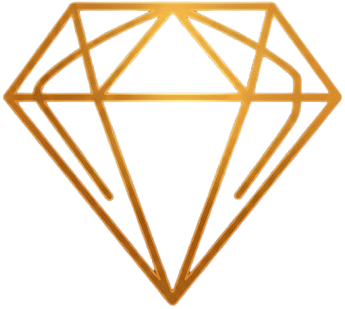Ícone de um diamante dourado desenhado em linhas.