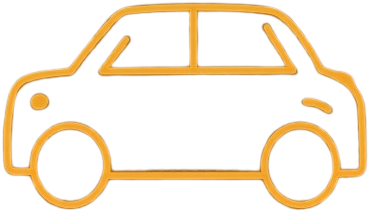 Ícone linear dourado de um automóvel.